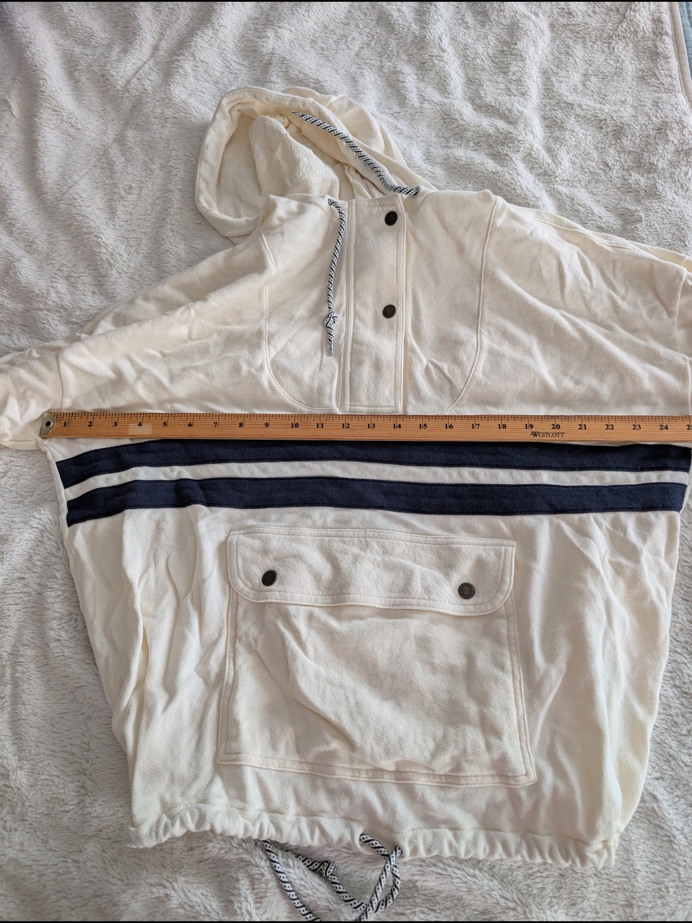 Faherty Cream Pullover Hoodie with Sun & Wave Embroidery - Picture 3 of 5